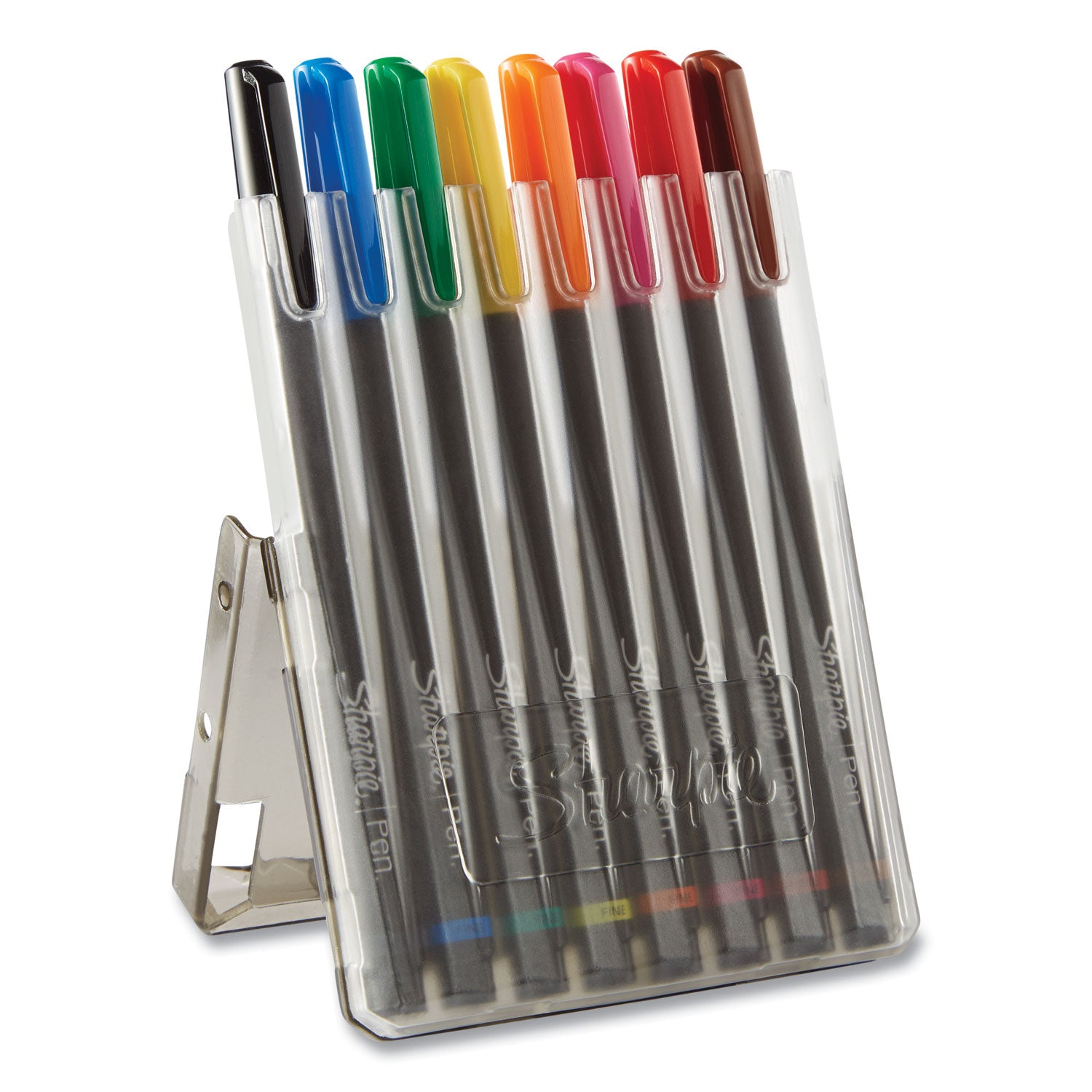 Sharpie Art Pen Porous Point Pen with Hard Case, Stick, Fine 0.4 mm, Assorted Ink and Barrel Colors, 8/Pack (1982056)