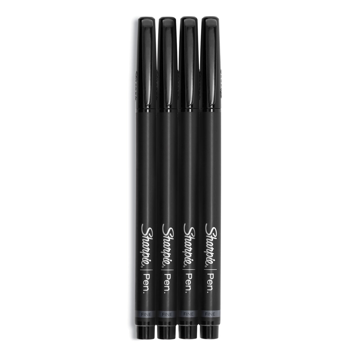 Sharpie Water-Resistant Ink Porous Point Pen, Stick, Fine 0.4 mm, Black Ink, Black Barrel, 4/Pack (1742661)