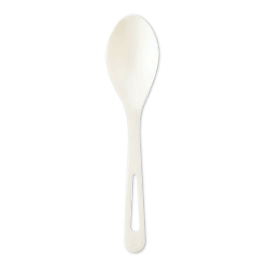 World Centric TPLA Compostable Cutlery, Spoon, 6", White, 1,000/Carton (SPPS6)