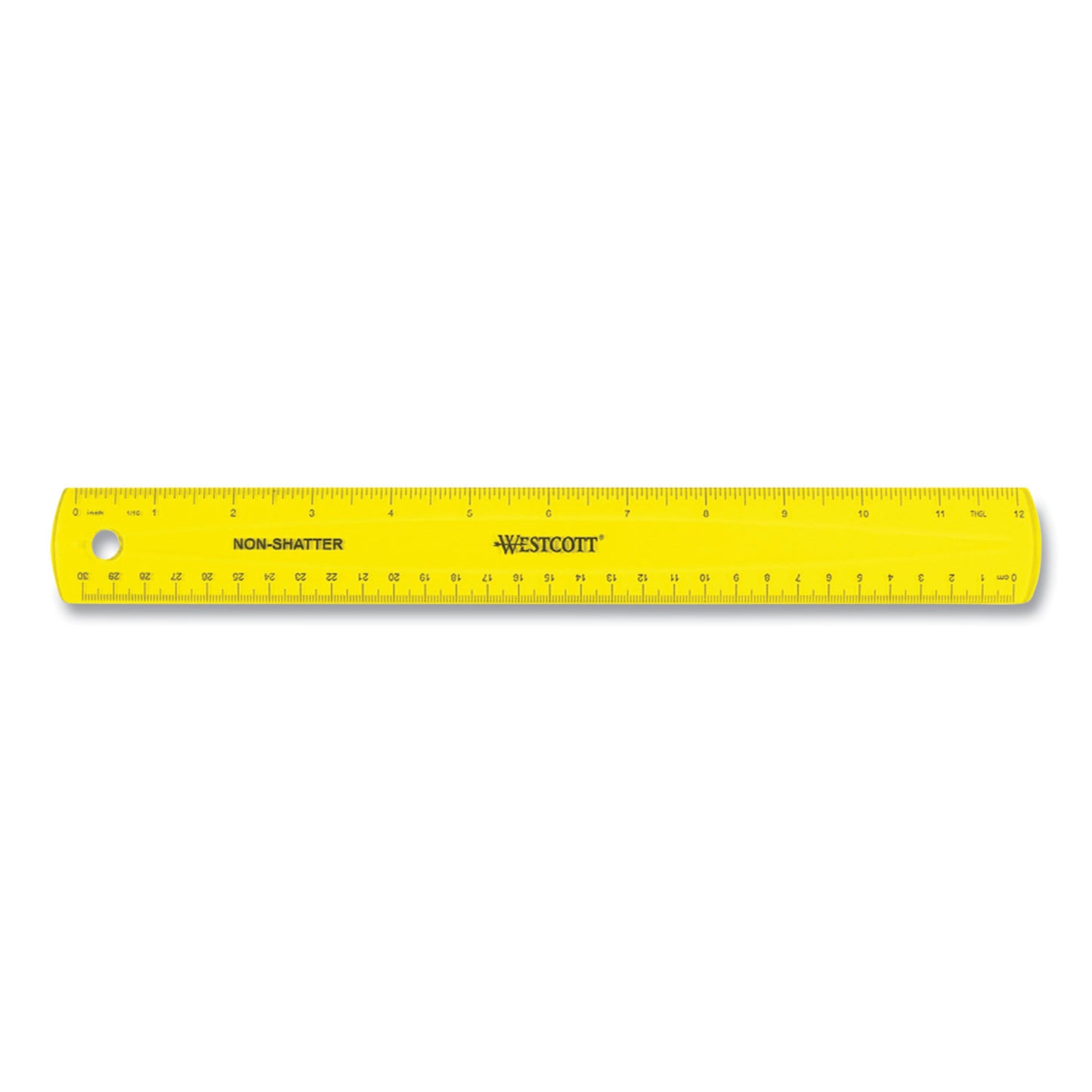 Westcott Non-Shatter Flexible Ruler, Standard/Metric, 12" (30 cm) Long, Plastic, Assorted Translucent Colors, 12/Box (17721)