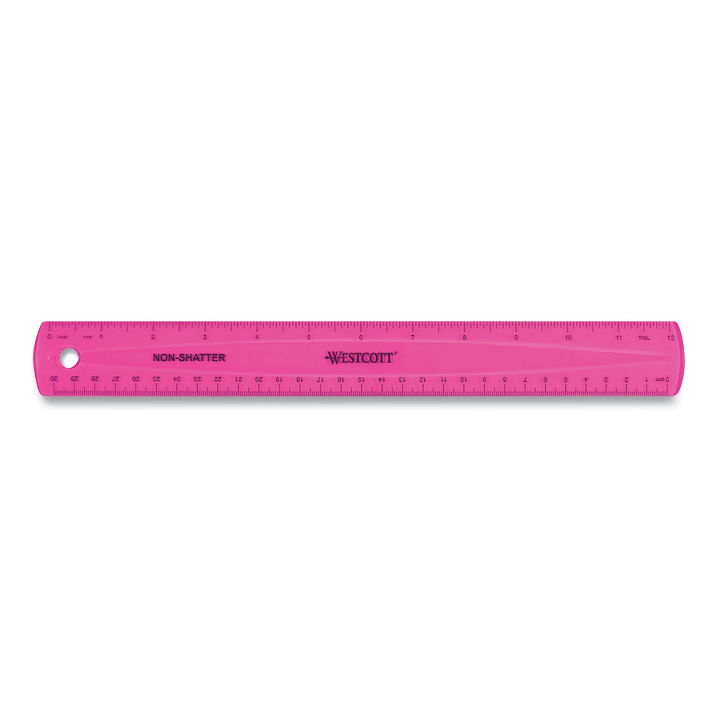 Westcott Non-Shatter Flexible Ruler, Standard/Metric, 12" (30 cm) Long, Plastic, Assorted Translucent Colors, 12/Box (17721)