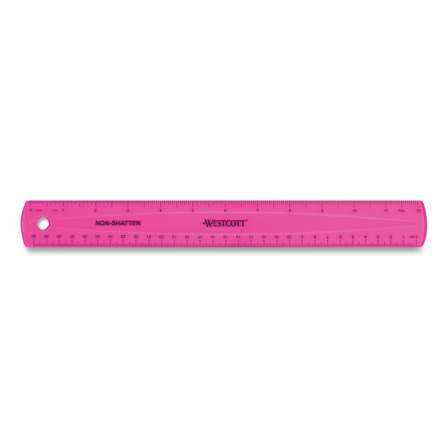 Westcott Non-Shatter Flexible Ruler, Standard/Metric, 12" (30 cm) Long, Plastic, Assorted Translucent Colors, 12/Box (17721)