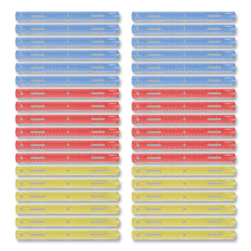 Westcott Plastic Ruler, Standard/Metric, 12" (30 cm) Long, Assorted Translucent Colors (17722)