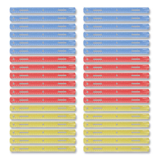 Westcott Plastic Ruler, Standard/Metric, 12" (30 cm) Long, Assorted Translucent Colors (17722)