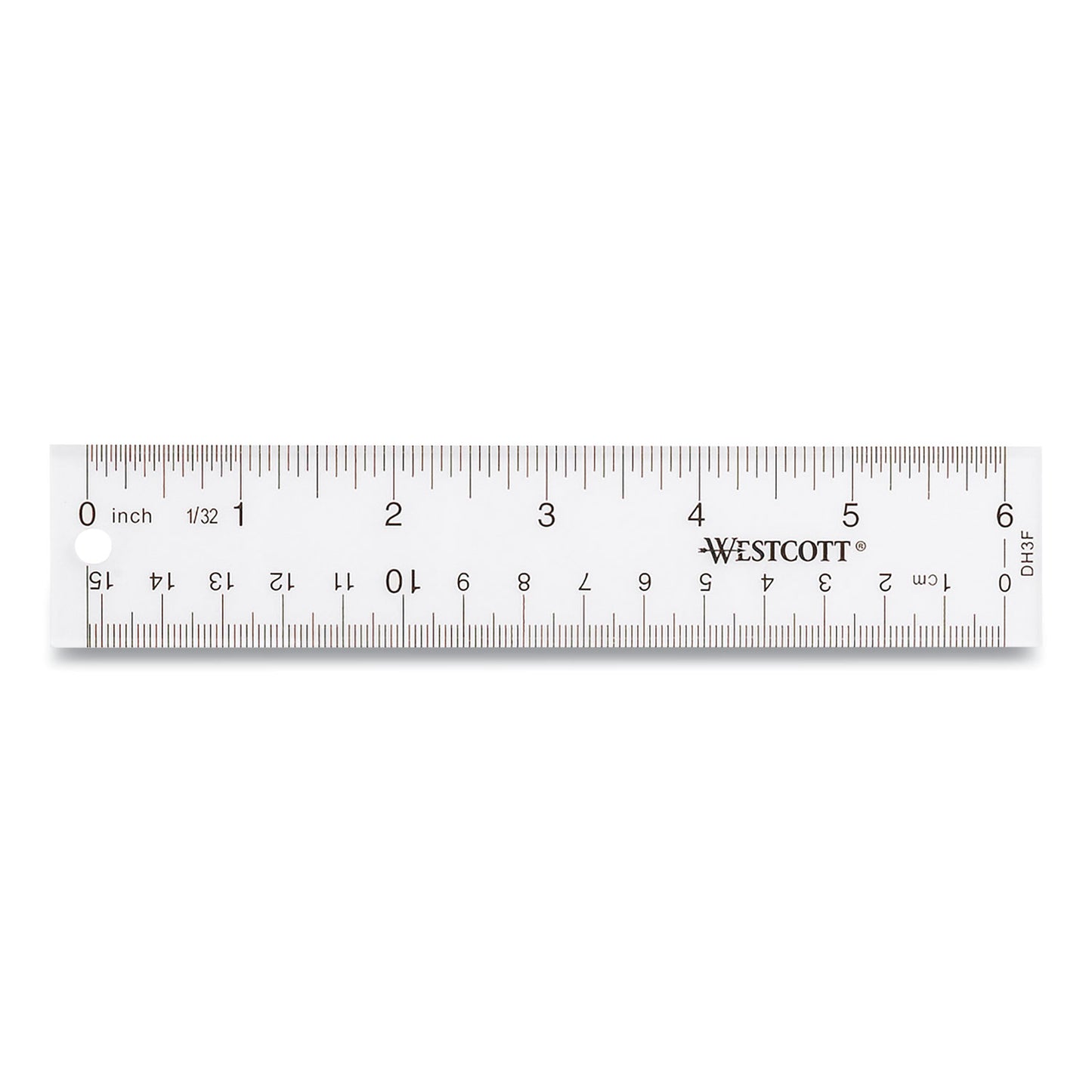 Westcott Clear Flexible Acrylic Ruler, Standard/Metric, 6" (15 cm) Long, Clear, 12/Box (17723)