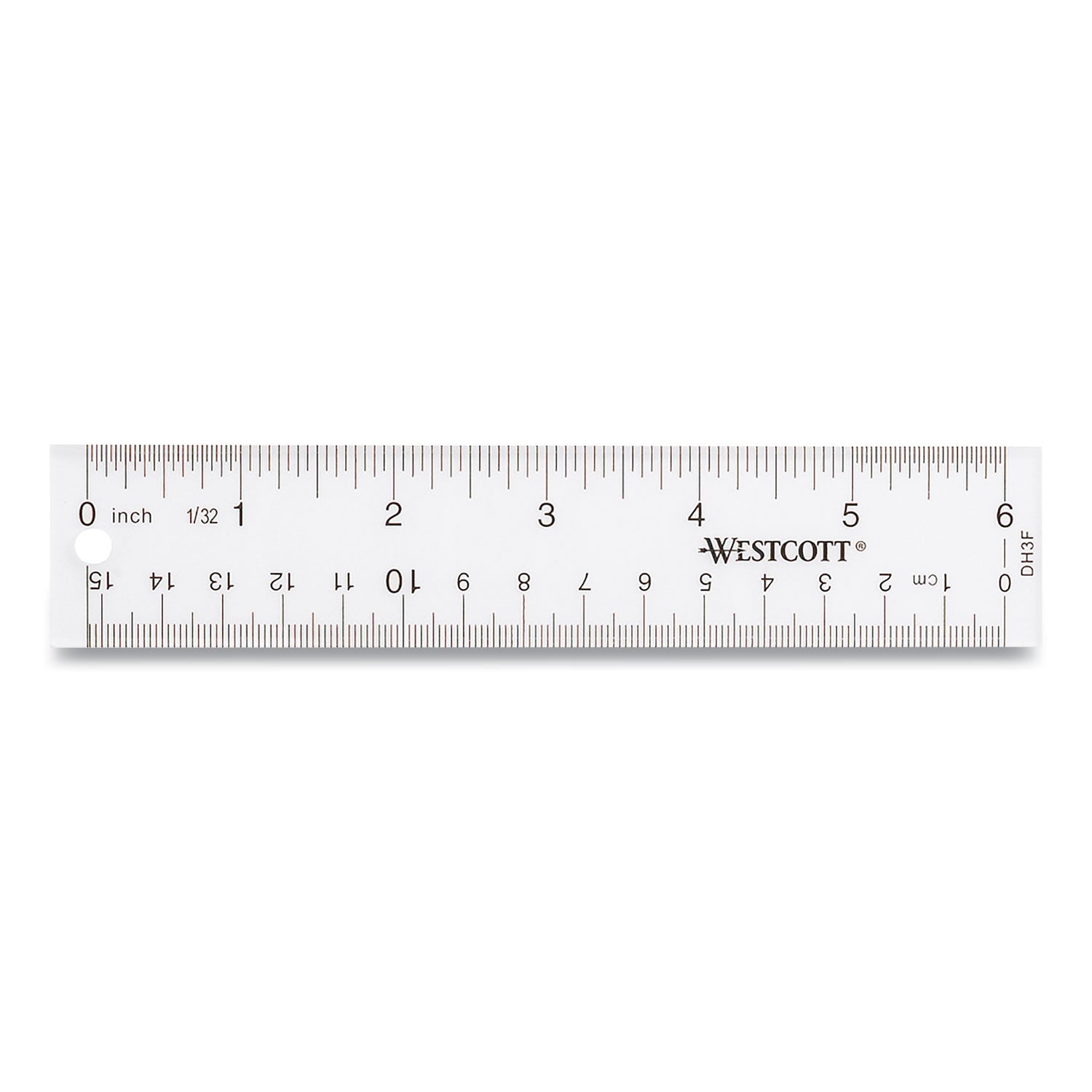 Westcott Clear Flexible Acrylic Ruler, Standard/Metric, 6" (15 cm) Long, Clear, 12/Box (17723)