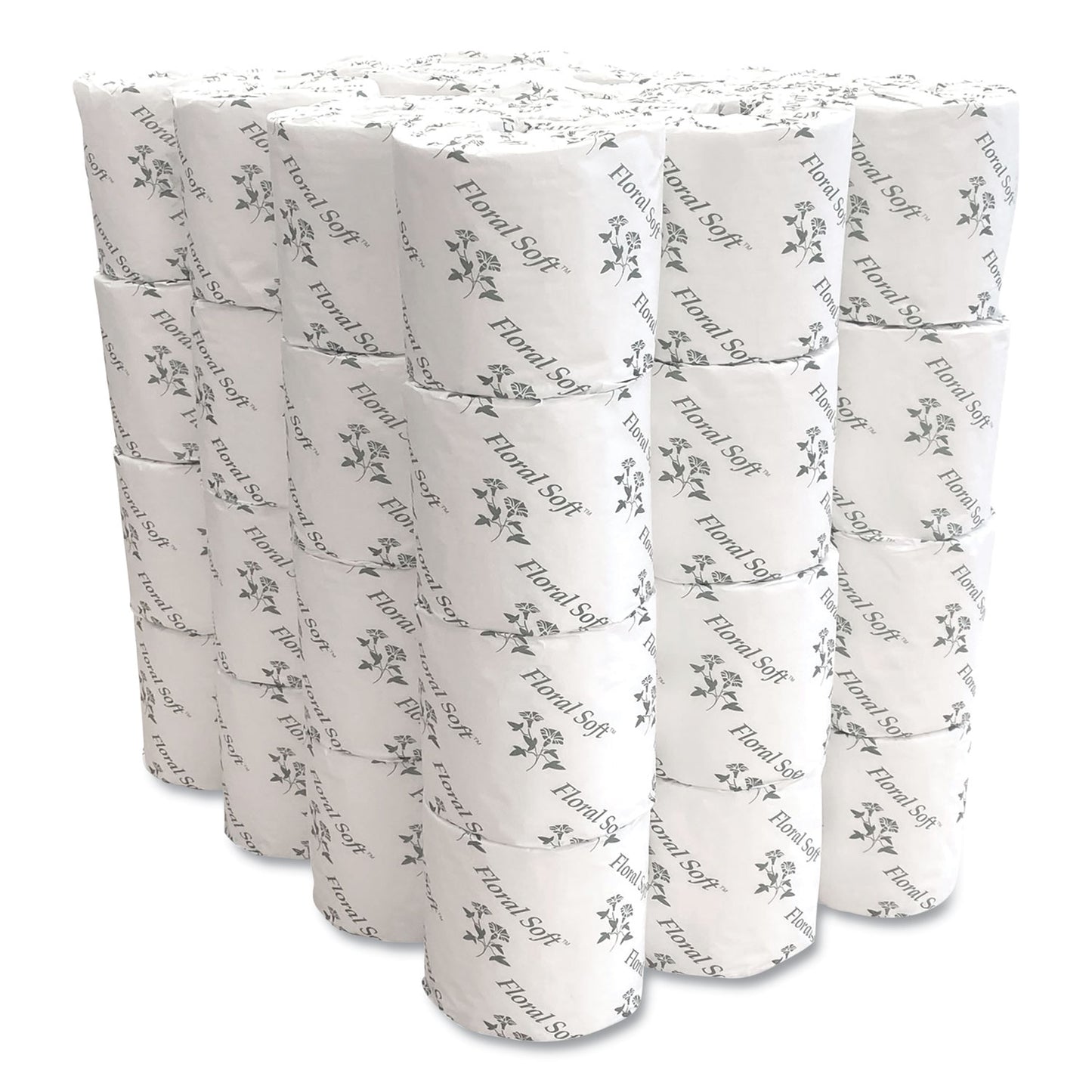 Floral Soft 2-Ply Standard Bathroom Tissue, Septic Safe, White, 400 Sheets/Roll, 48 Rolls/Carton (B448)