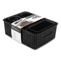 Advantus Plastic Weave Basket Bins, Assorted Sizes, Black, 10/Pack (38398)