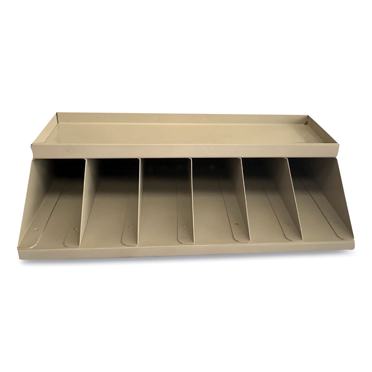 CONTROLTEK Coin Wrapper and Bill Strap Single-Tier Rack, 6 Compartments, 10 x 8.5 x 3, Steel, Pebble Beige (500014)