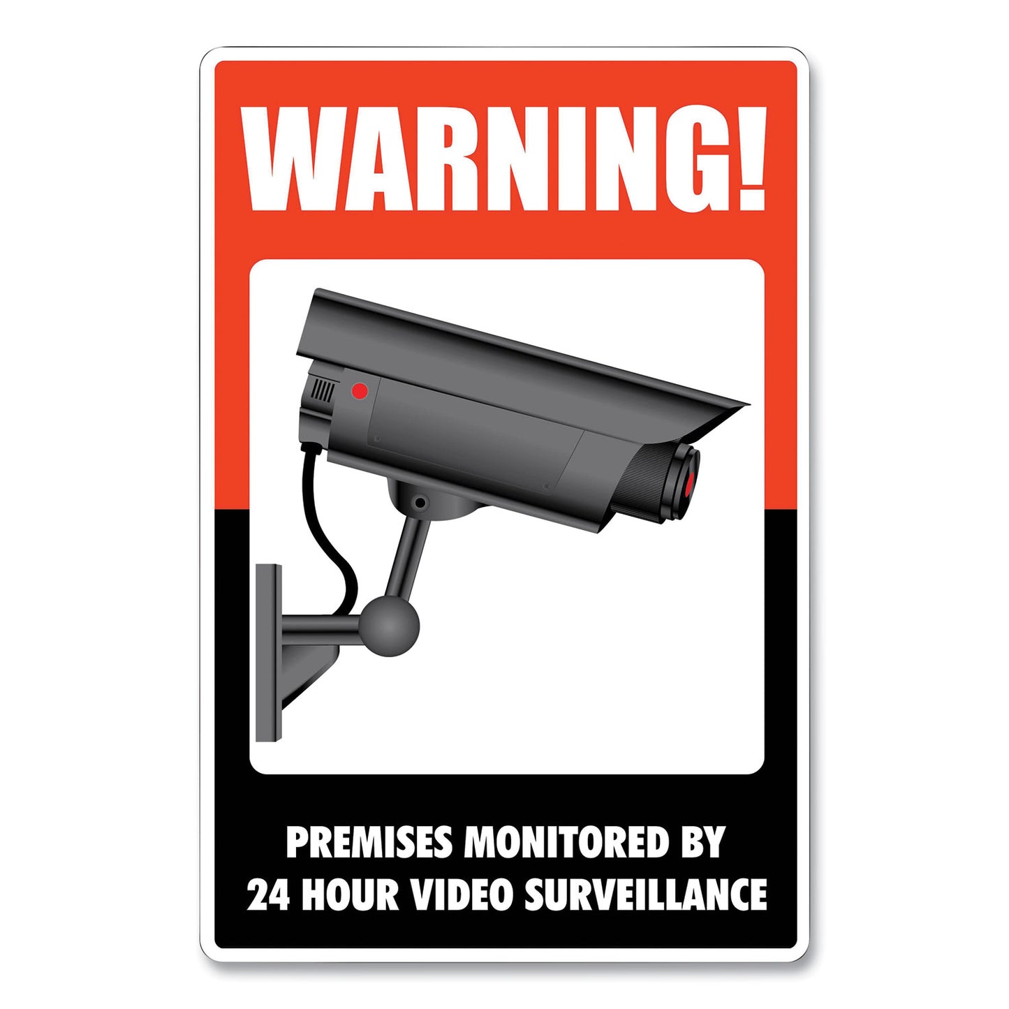 COSCO UV-Coated Preprinted Molded-Plastic Sign, 24-Hour Video Surveillance, 8 x 12, Black/Red/White (098381)