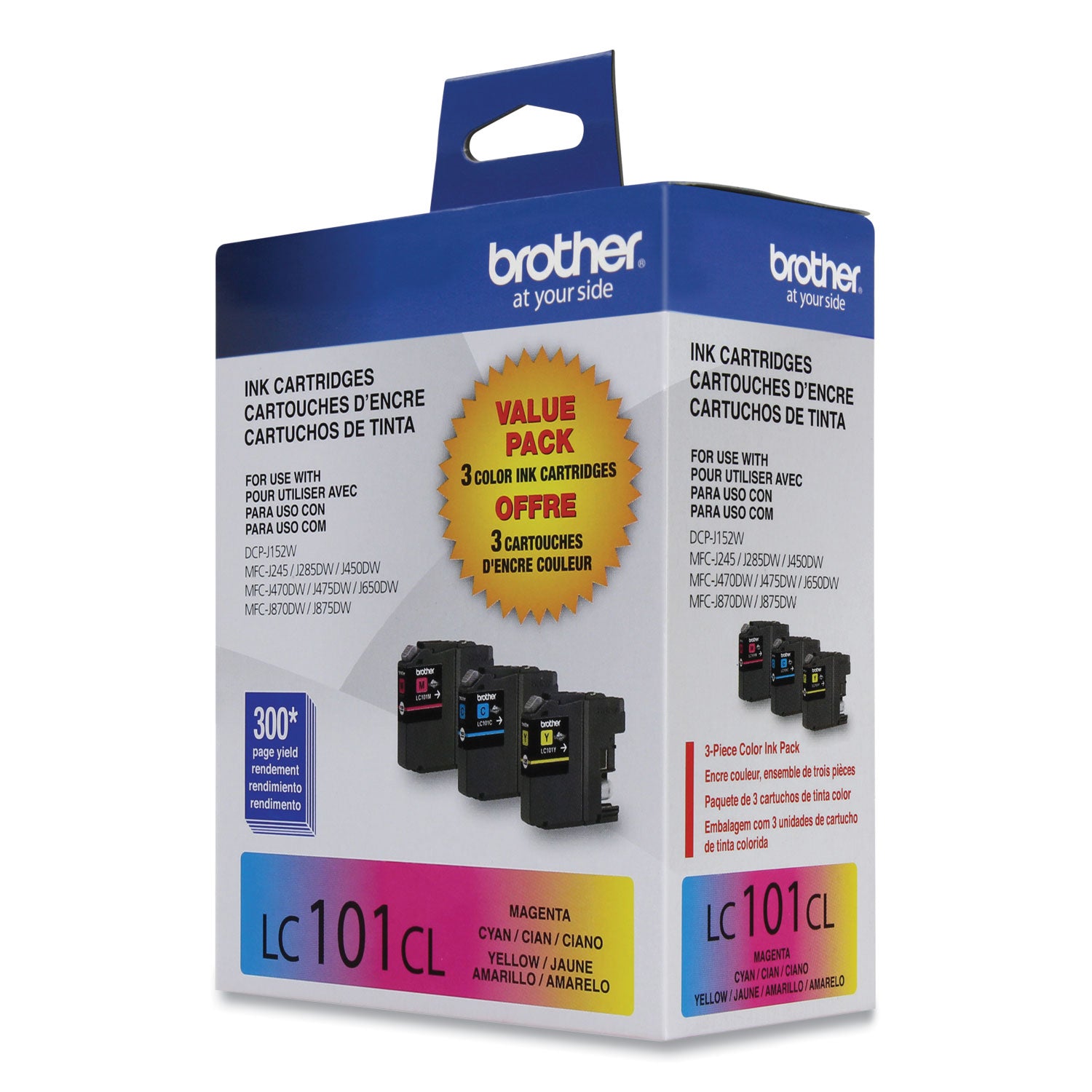 Brother LC1013PKS Innobella Ink, 300 Page-Yield, Cyan/Magenta/Yellow