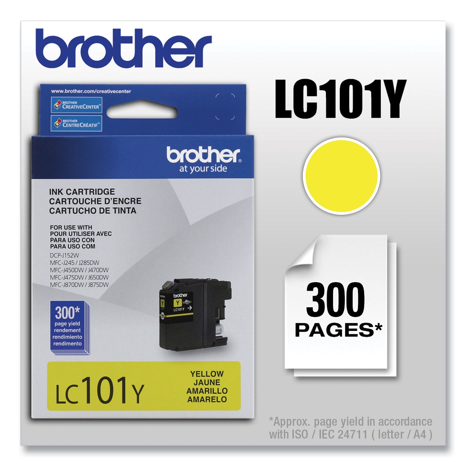 Brother LC101Y Innobella Ink, 300 Page-Yield, Yellow