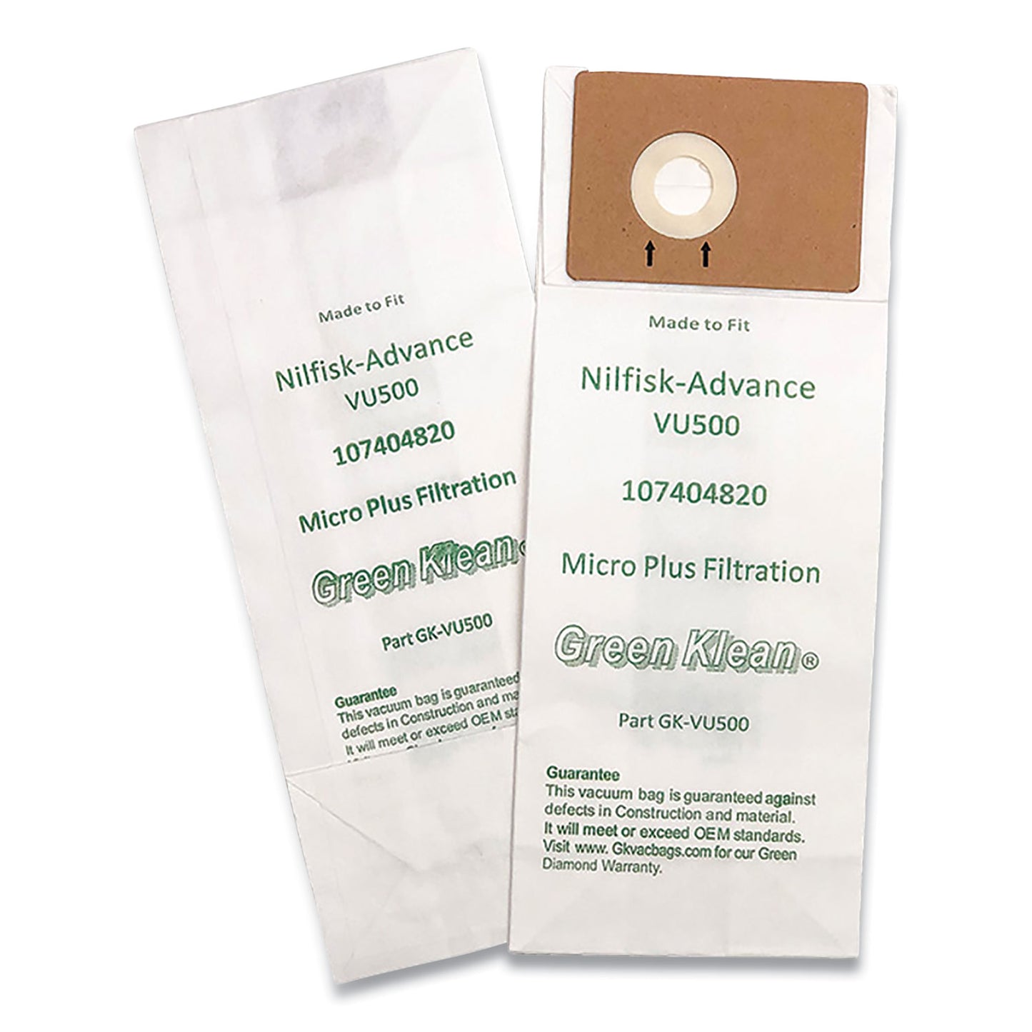 Green Klean Replacement Vacuum Bags, Fits Advance VU500, 10/Pack (VU500P)