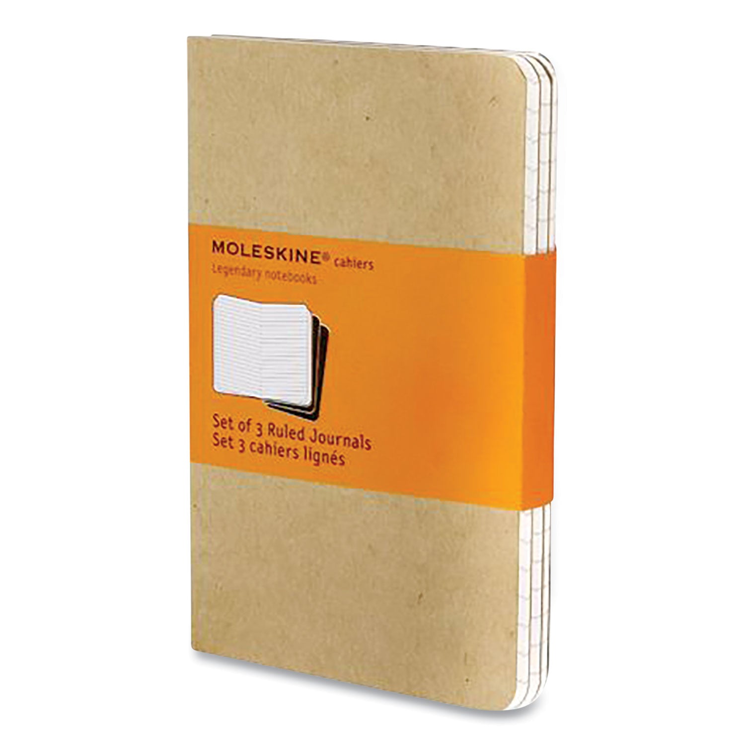 Moleskine Cahier Journal, 1-Subject, Narrow Rule, Brown Kraft Cover, (32) 5.5 x 3.5 Sheets, 3/Pack (704925)