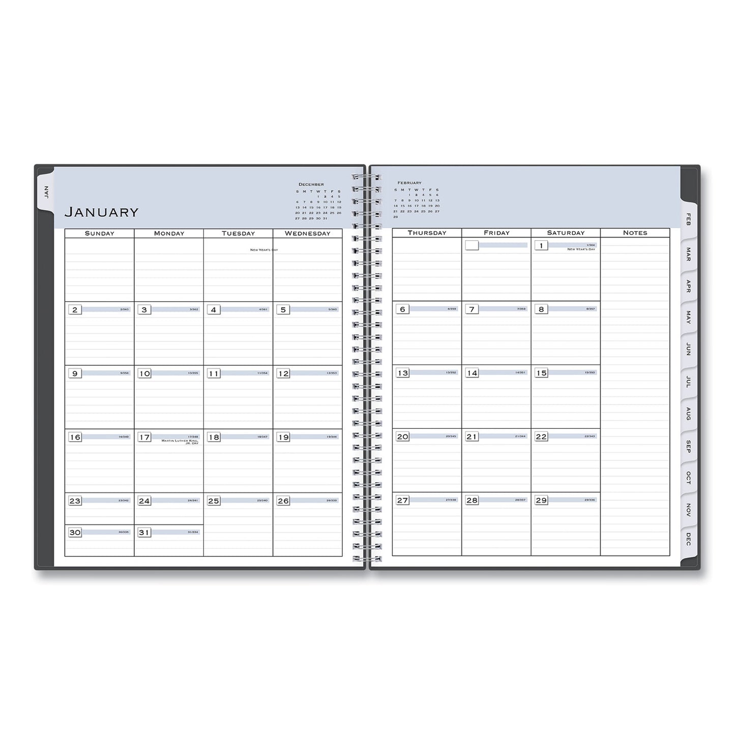 Blue Sky Passages Appointment Planner, 11 x 8.5, Charcoal Cover, 12-Month (Jan to Dec): 2025 (100009)