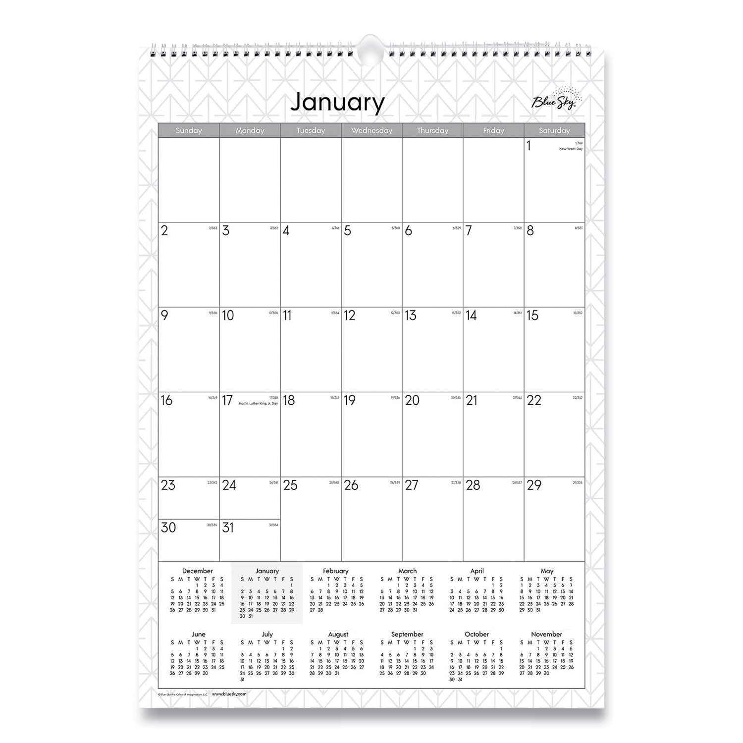 Blue Sky Enterprise Wall Calendar, Geometric Artwork, 12 x 17, White/Gray Sheets, 12-Month (Jan to Dec): 2025 (117373)