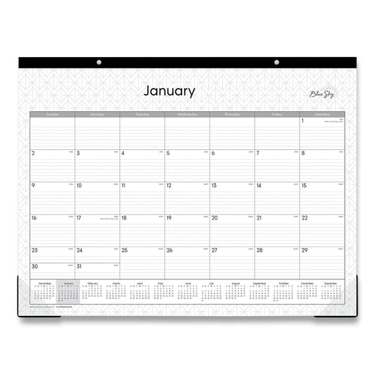 Blue Sky Enterprise Desk Pad, Geometric Artwork, 22 x 17, White/Gray Sheets, Black Binding, Clear Corners, 12-Month (Jan to Dec): 2025 (111294)