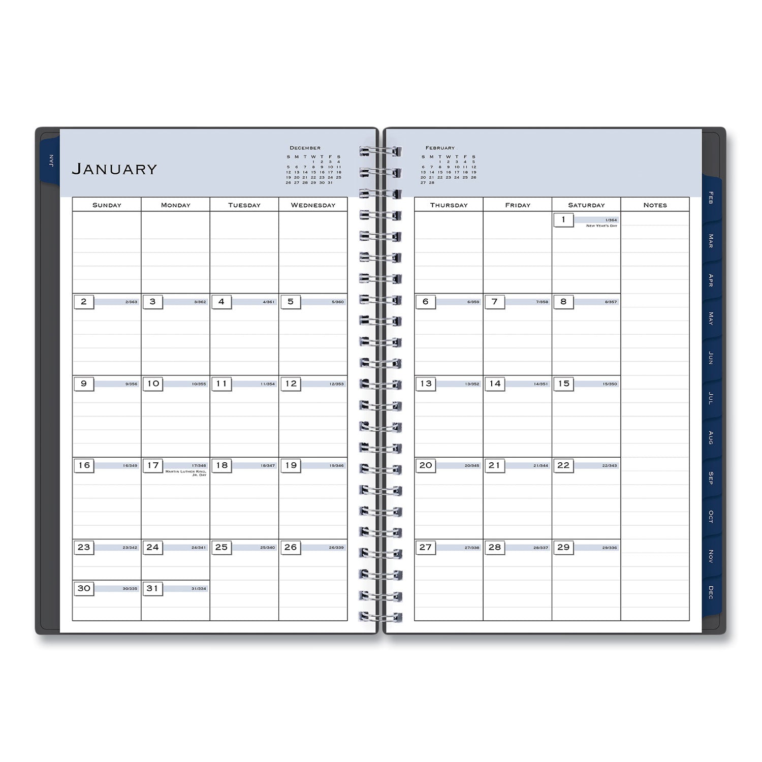 Blue Sky Passages Weekly/Monthly Planner, 8 x 5, Charcoal Cover, 12-Month (Jan to Dec): 2025 (100010)