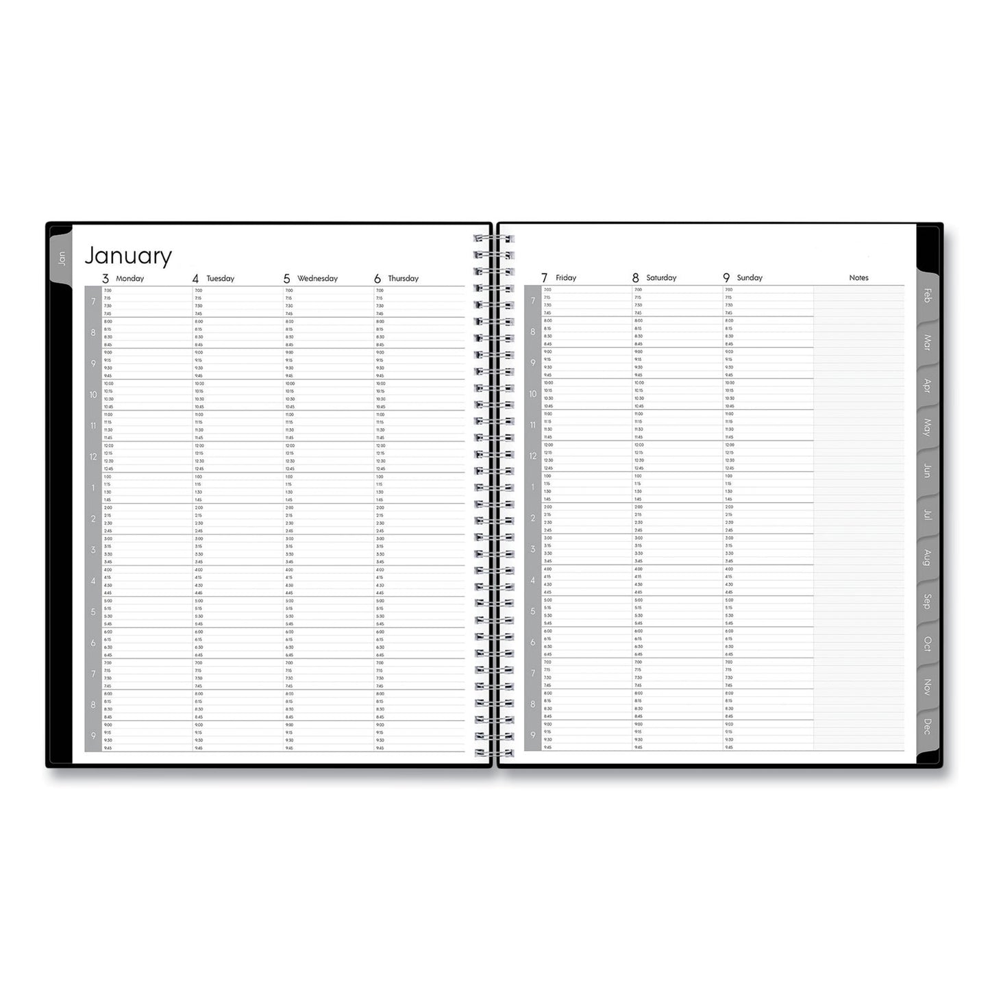 Blue Sky Enterprise Weekly Appointment Planner, 11 x 8.5, Black Cover, 12-Month (Jan to Dec): 2025 (111289)