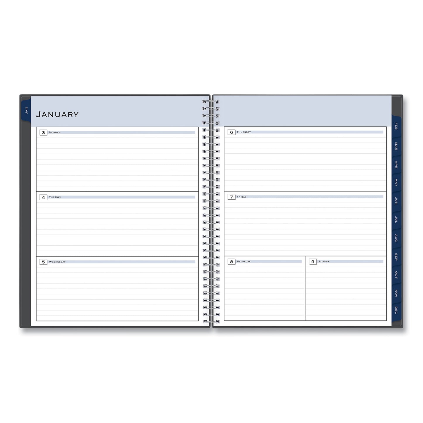 Blue Sky Passages Weekly/Monthly Planner, 11 x 8.5, Charcoal Cover, 12-Month (Jan to Dec): 2025 (100008)