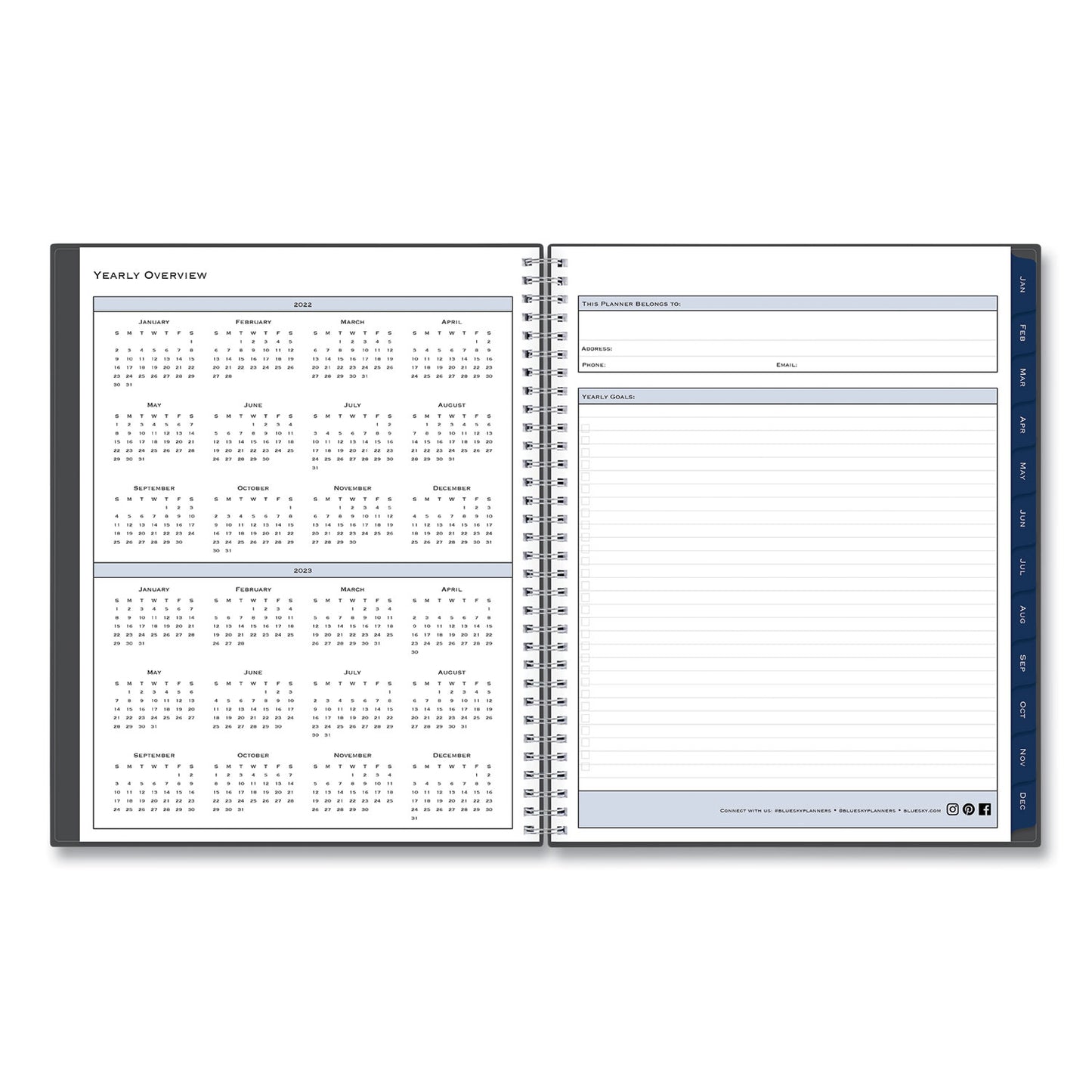 Blue Sky Passages Weekly/Monthly Planner, 11 x 8.5, Charcoal Cover, 12-Month (Jan to Dec): 2025 (100008)