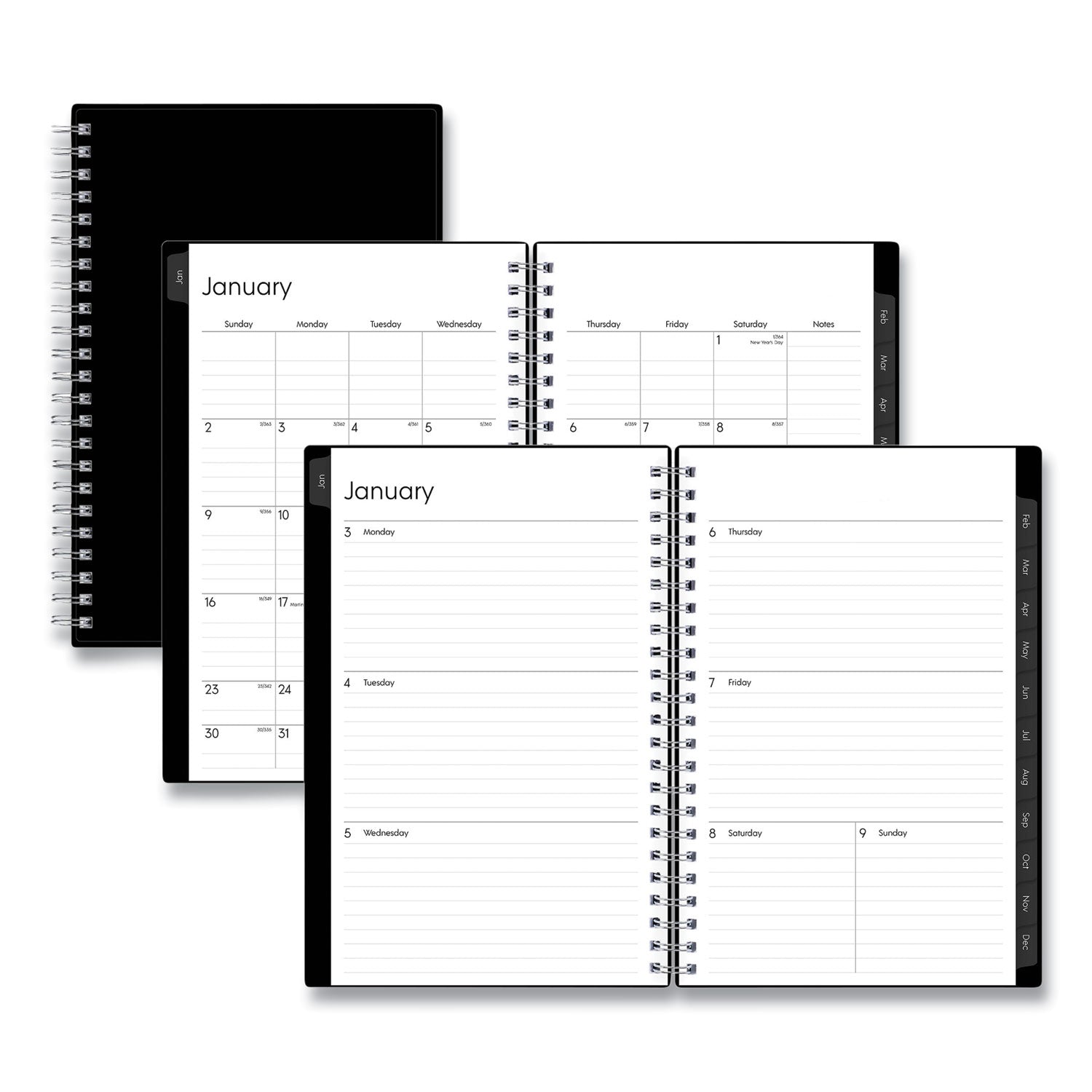 Blue Sky Enterprise Weekly/Monthly Planner, 8 x 5, Black Cover, 12-Month (Jan to Dec): 2025 (111291)