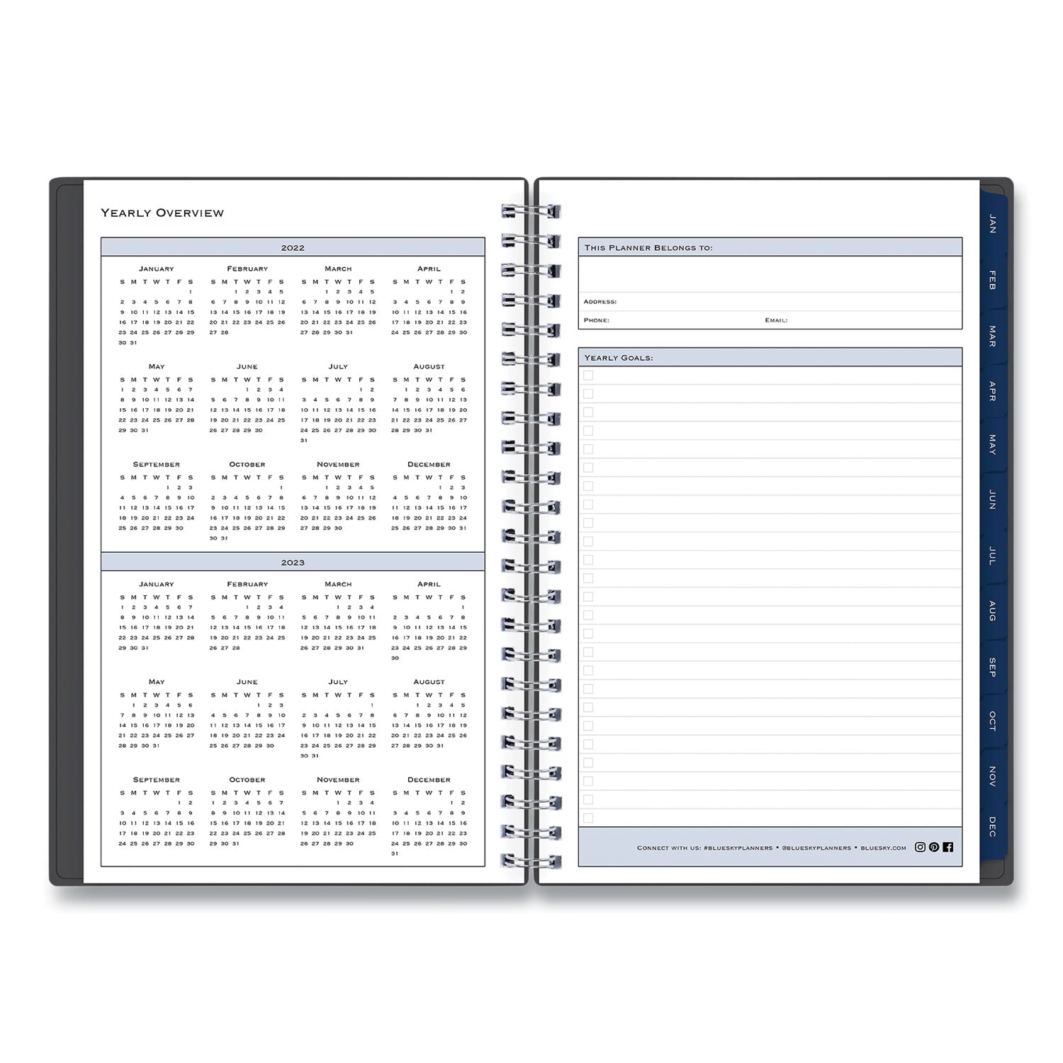 Blue Sky Passages Weekly/Monthly Planner, 8 x 5, Charcoal Cover, 12-Month (Jan to Dec): 2025 (100010)
