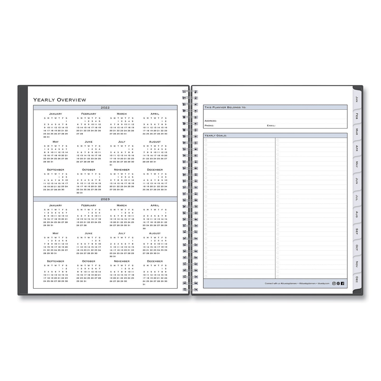 Blue Sky Passages Appointment Planner, 11 x 8.5, Charcoal Cover, 12-Month (Jan to Dec): 2025 (100009)