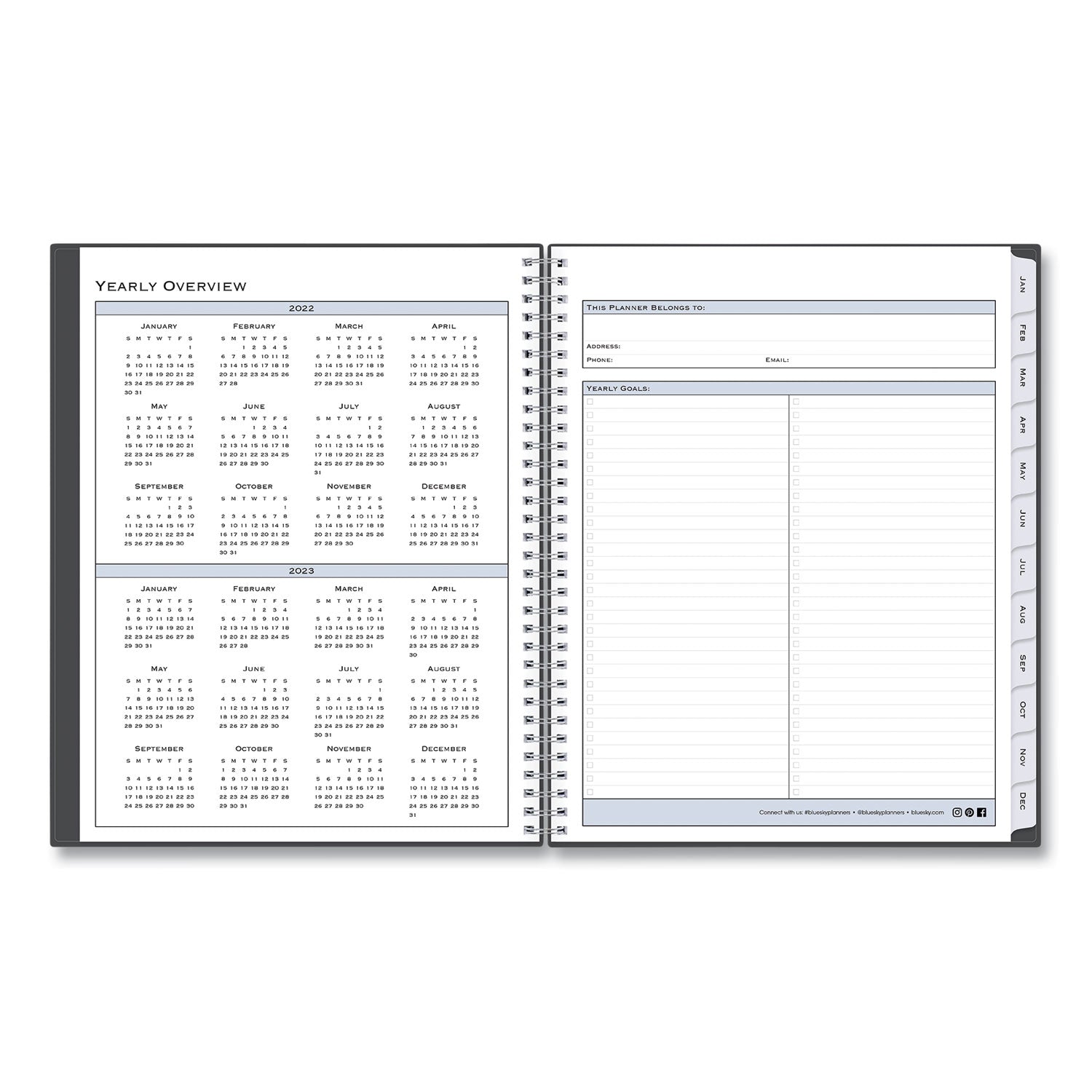 Blue Sky Passages Appointment Planner, 11 x 8.5, Charcoal Cover, 12-Month (Jan to Dec): 2025 (100009)