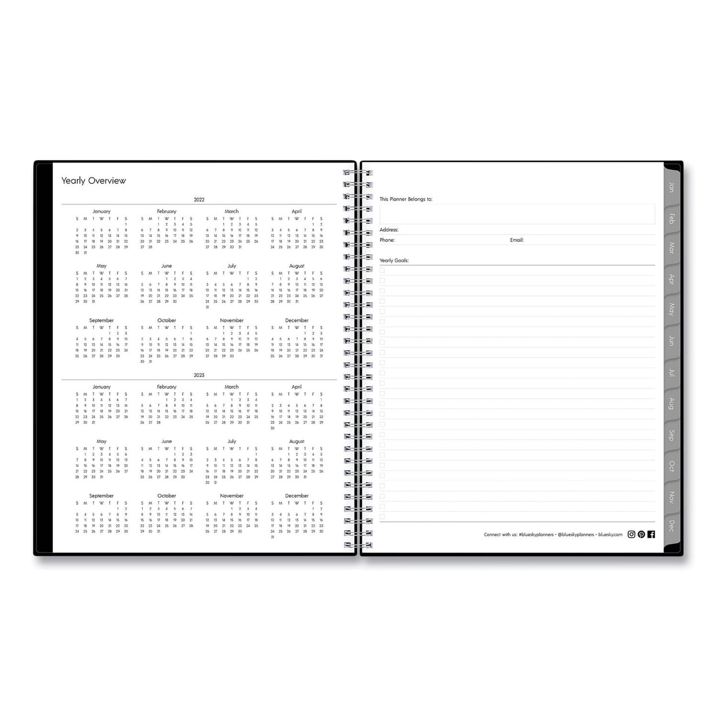 Blue Sky Enterprise Weekly Appointment Planner, 11 x 8.5, Black Cover, 12-Month (Jan to Dec): 2025 (111289)