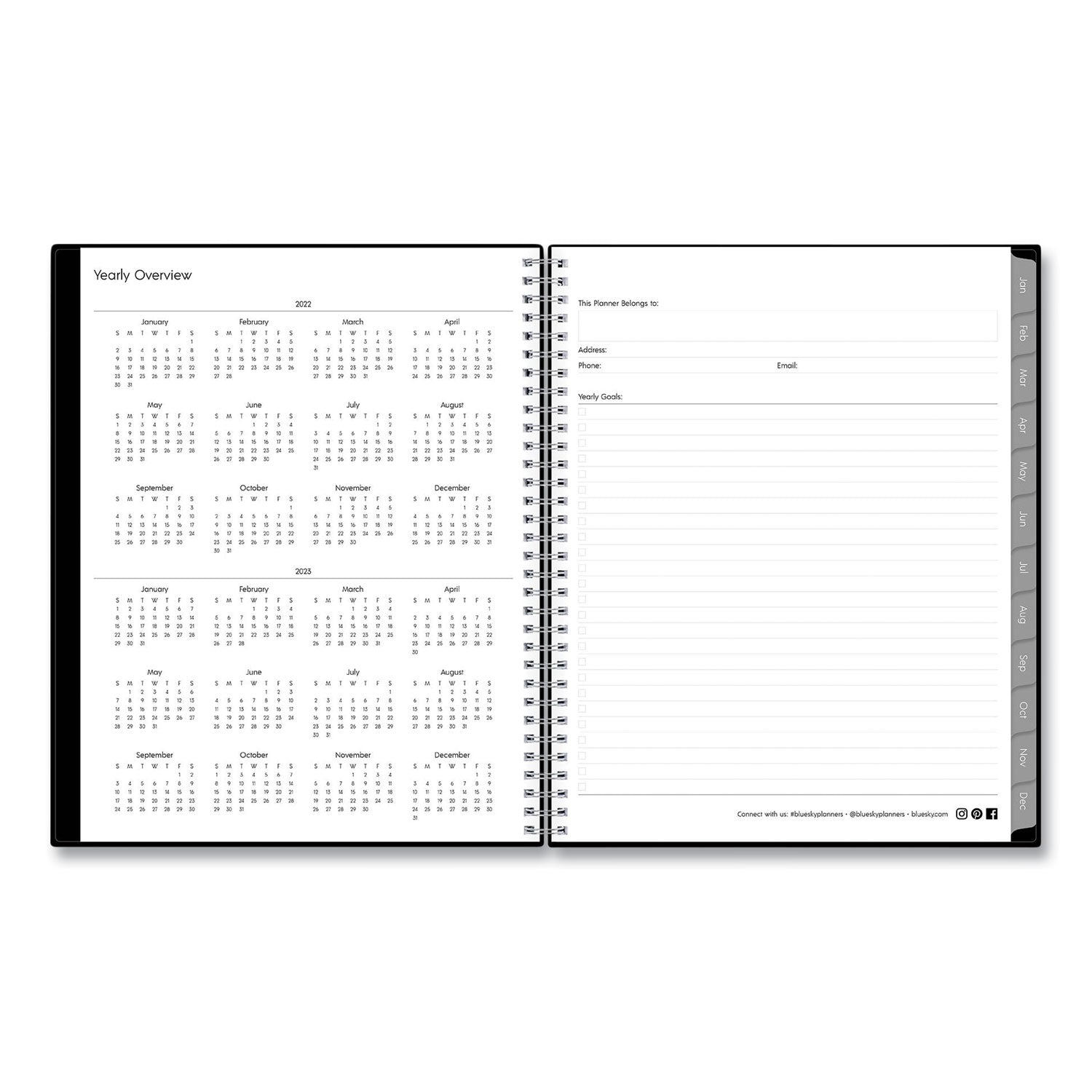 Blue Sky Enterprise Weekly Appointment Planner, 11 x 8.5, Black Cover, 12-Month (Jan to Dec): 2025 (111289)