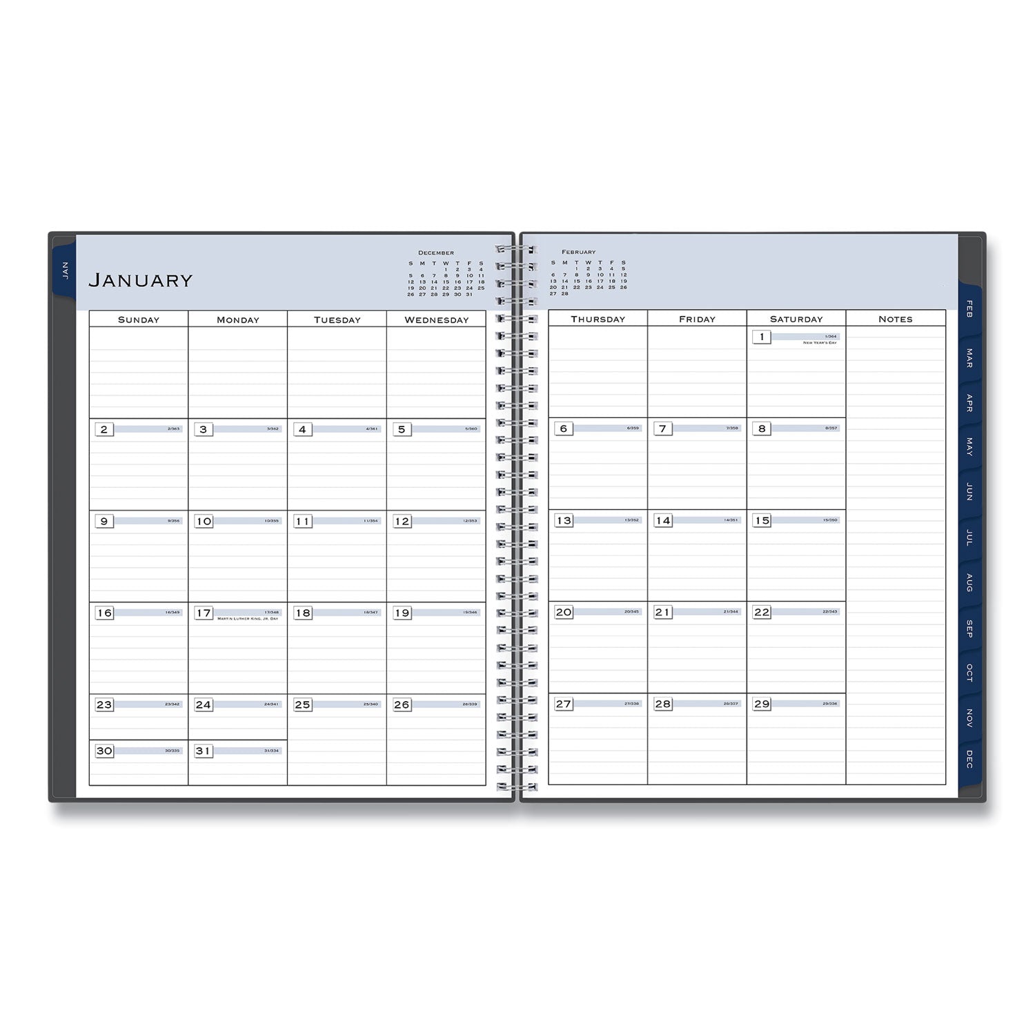 Blue Sky Passages Weekly/Monthly Planner, 11 x 8.5, Charcoal Cover, 12-Month (Jan to Dec): 2025 (100008)