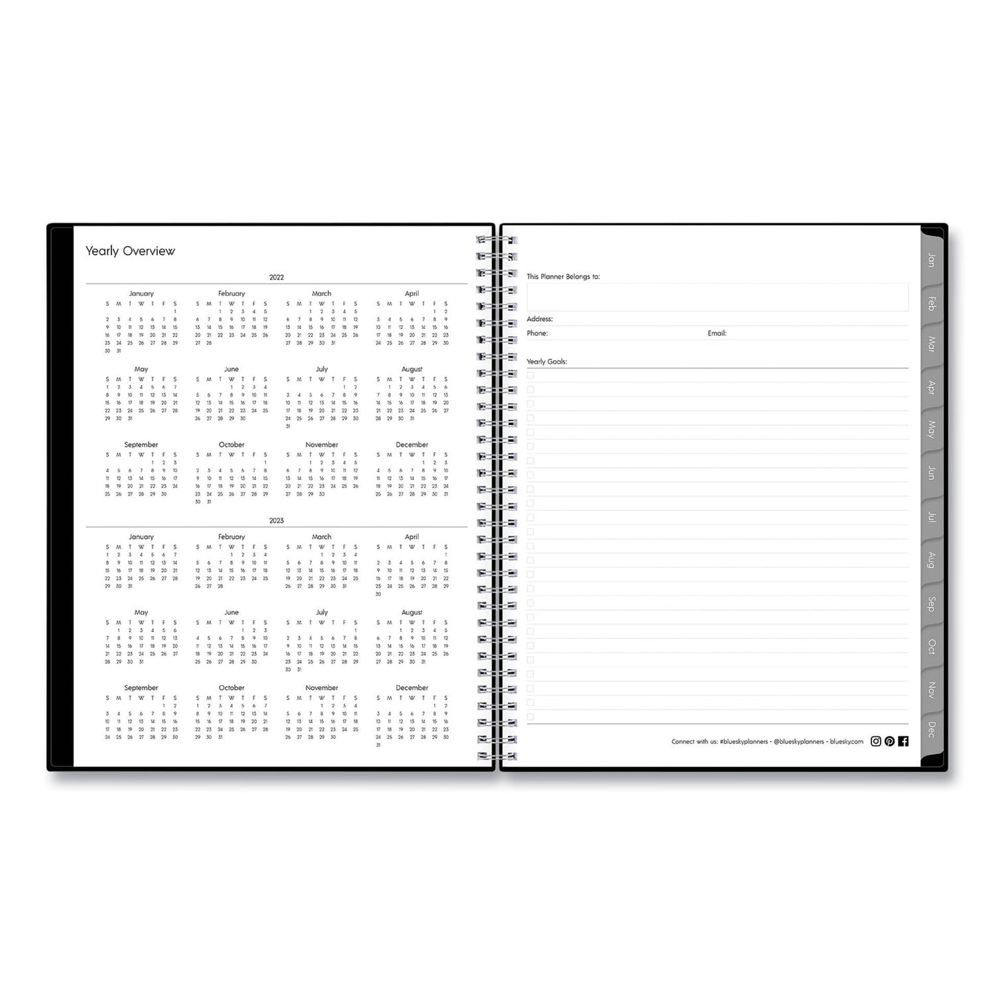 Blue Sky Enterprise Weekly/Monthly Planner, 11 x 8.5, Black Cover, 12-Month (Jan to Dec): 2025 (111288)