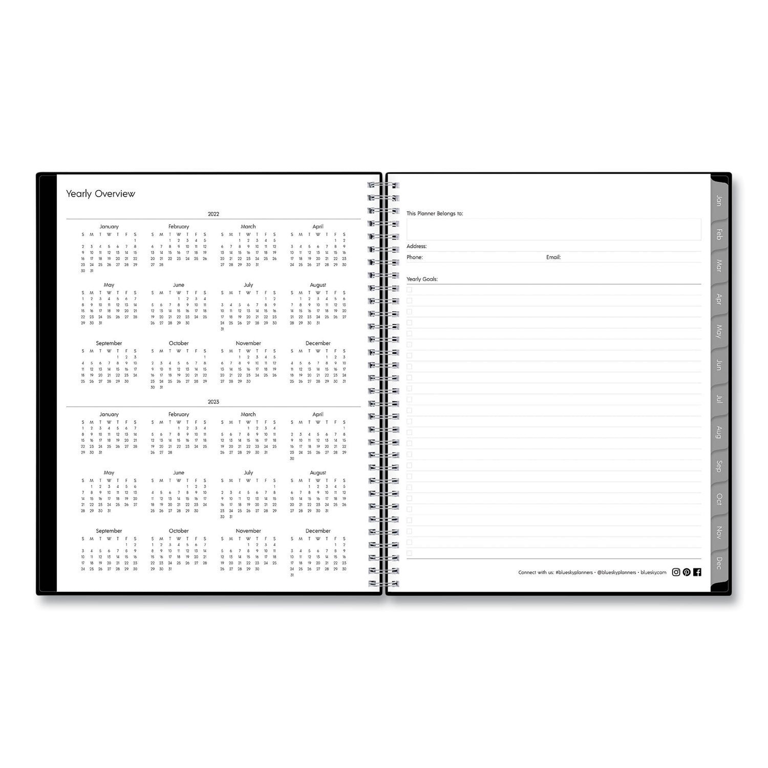 Blue Sky Enterprise Weekly/Monthly Planner, 11 x 8.5, Black Cover, 12-Month (Jan to Dec): 2025 (111288)