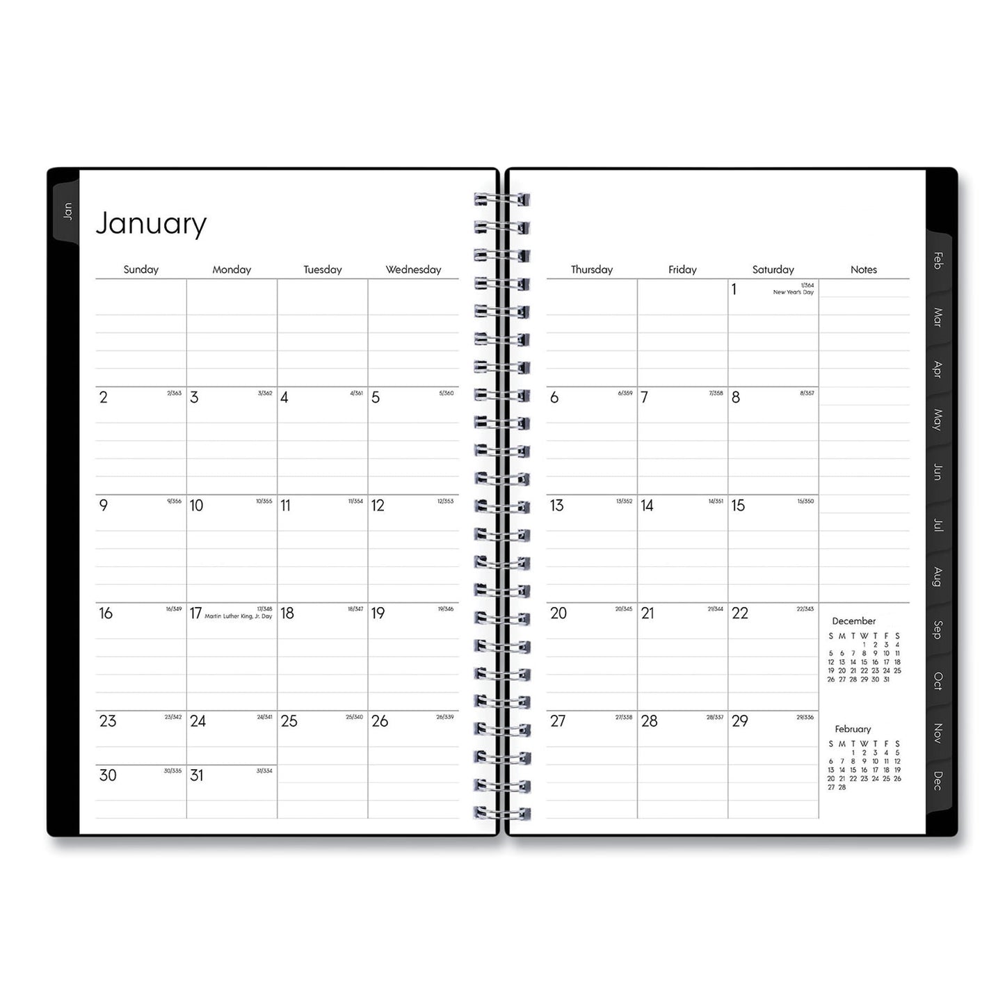 Blue Sky Enterprise Weekly/Monthly Planner, 8 x 5, Black Cover, 12-Month (Jan to Dec): 2025 (111291)