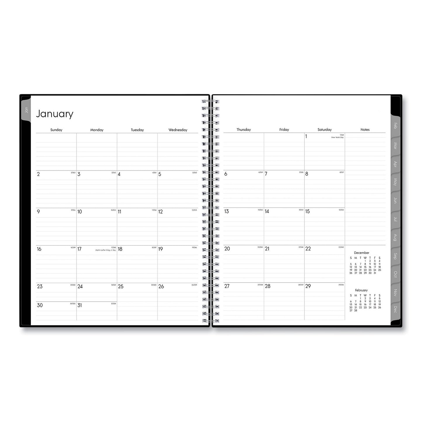 Blue Sky Enterprise Weekly/Monthly Planner, 11 x 8.5, Black Cover, 12-Month (Jan to Dec): 2025 (111288)