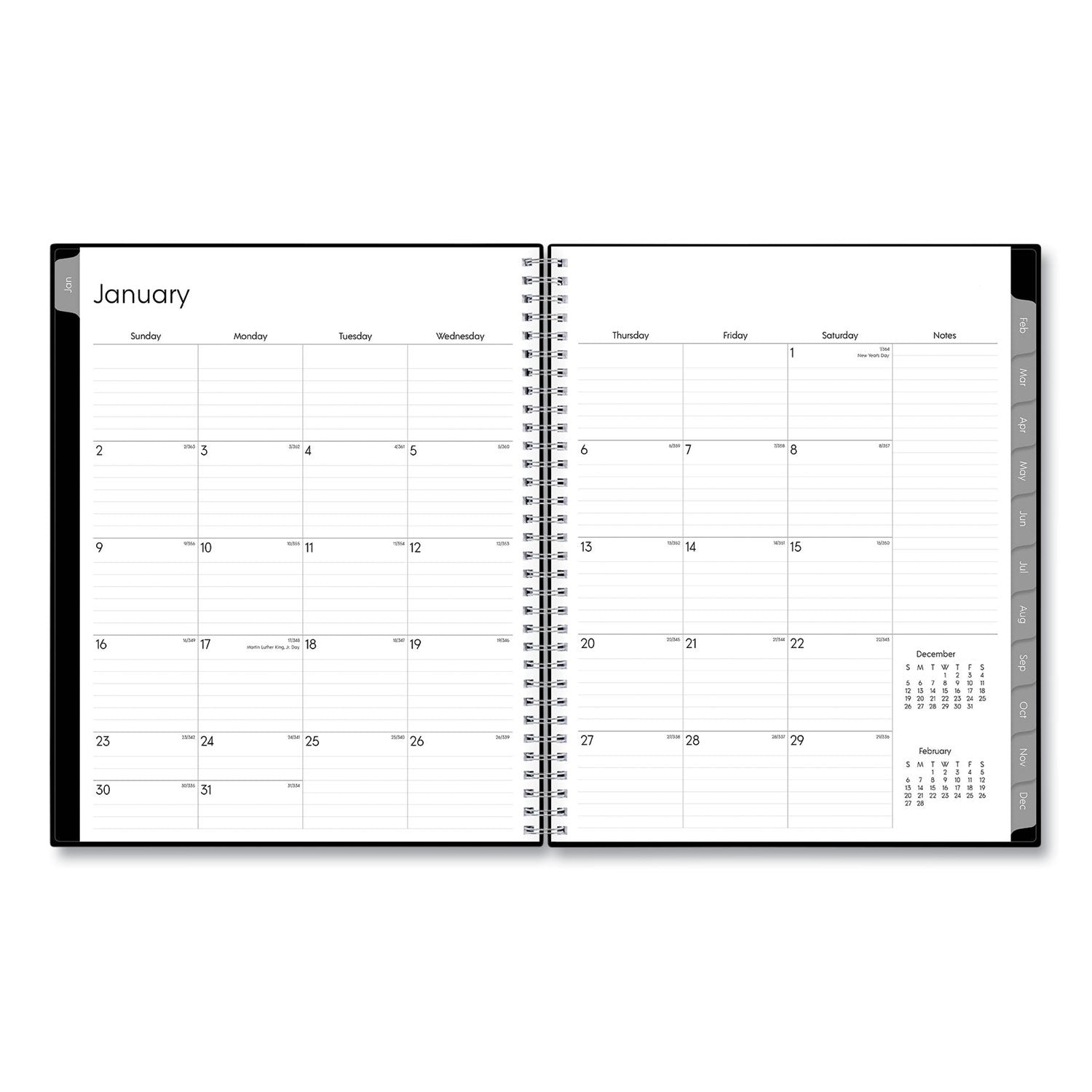 Blue Sky Enterprise Weekly/Monthly Planner, 11 x 8.5, Black Cover, 12-Month (Jan to Dec): 2025 (111288)