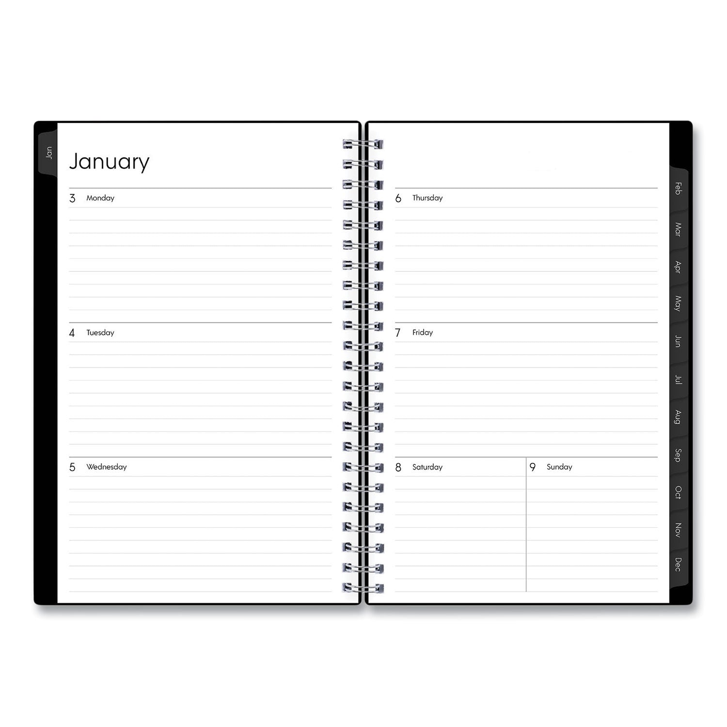 Blue Sky Enterprise Weekly/Monthly Planner, 8 x 5, Black Cover, 12-Month (Jan to Dec): 2025 (111291)