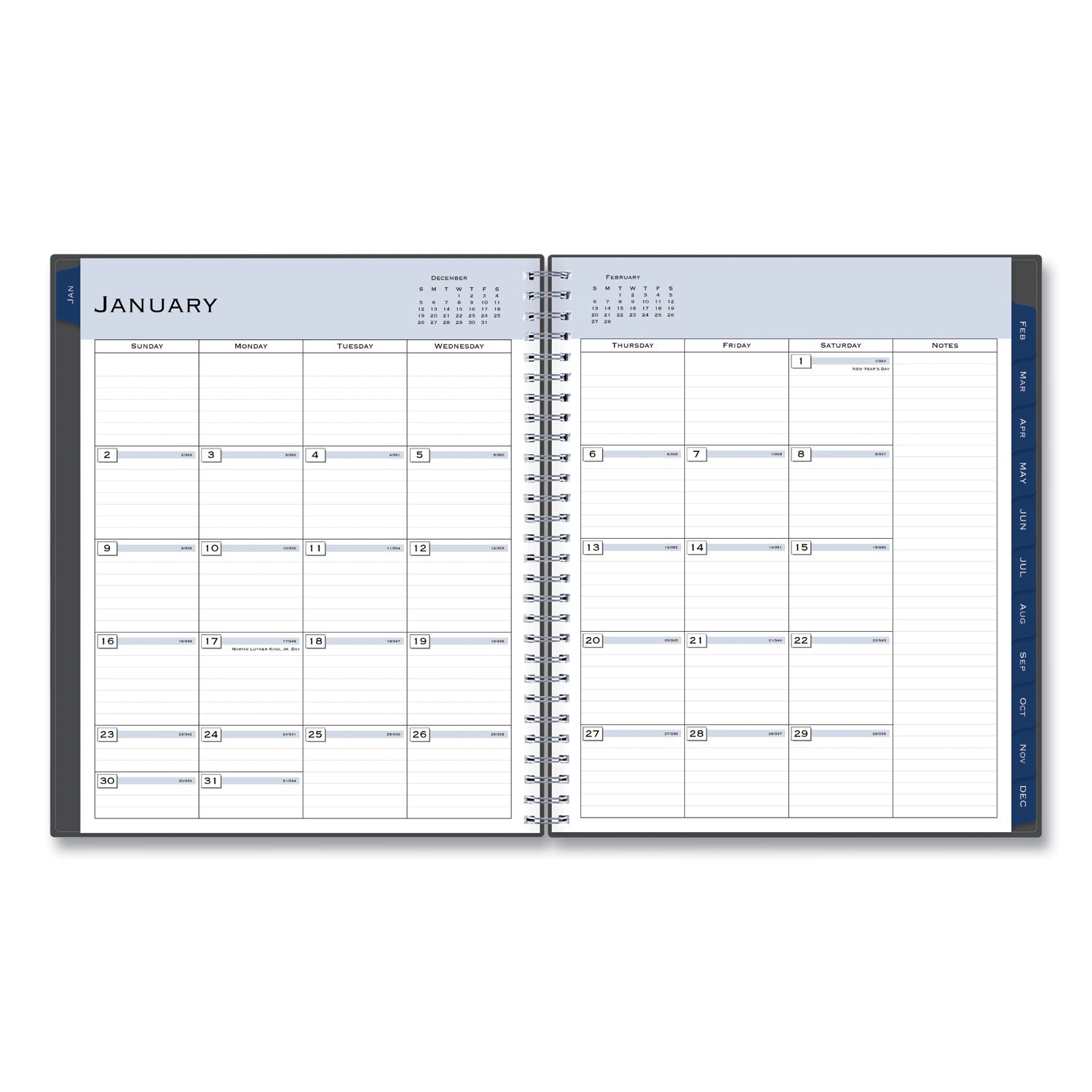 Blue Sky Passages Monthly Planner, 10 x 8, Charcoal Cover, 12-Month (Jan to Dec): 2025 (100011)