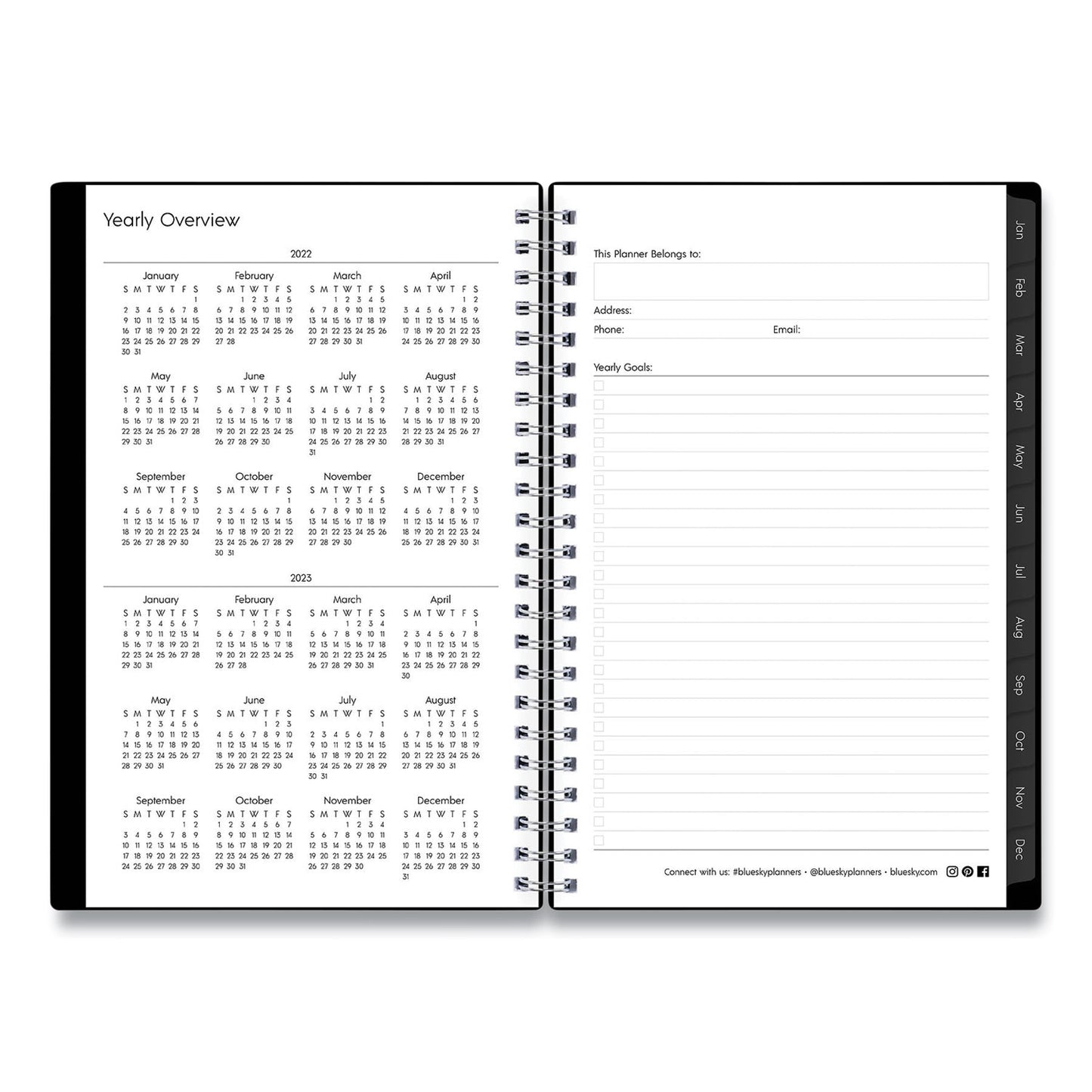 Blue Sky Enterprise Weekly/Monthly Planner, 8 x 5, Black Cover, 12-Month (Jan to Dec): 2025 (111291)