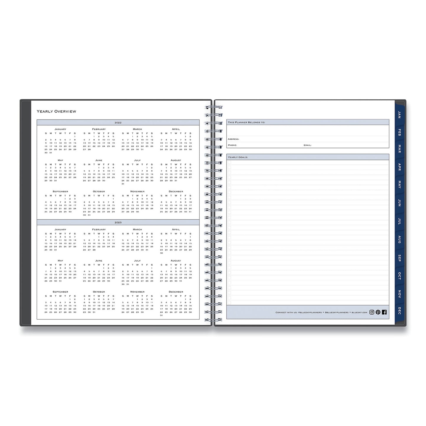 Blue Sky Passages Monthly Planner, 10 x 8, Charcoal Cover, 12-Month (Jan to Dec): 2025 (100011)