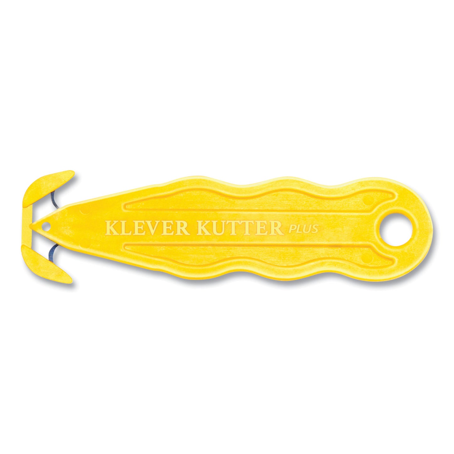 Klever Kutter Kurve Blade Plus Safety Cutter, 5.75" Plastic Handle, Yellow, 10/Box (PLS100Y)