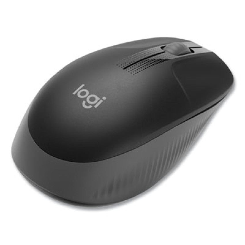 Logitech M190 Wireless Optical Mouse, 2.4 GHz Frequency/33 ft Wireless Range, Left/Right Hand Use, Black/Gray (910005901)