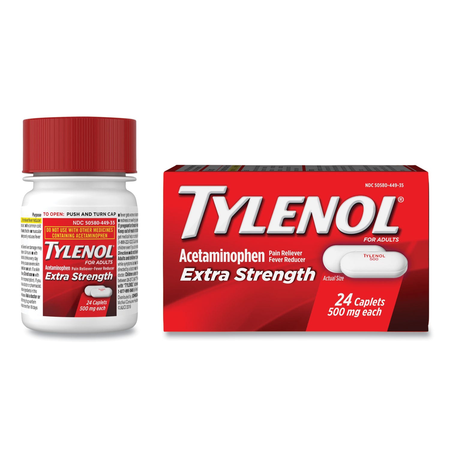 Tylenol Extra Strength Pain Reliever Caplets, 24 Caplets (044905)