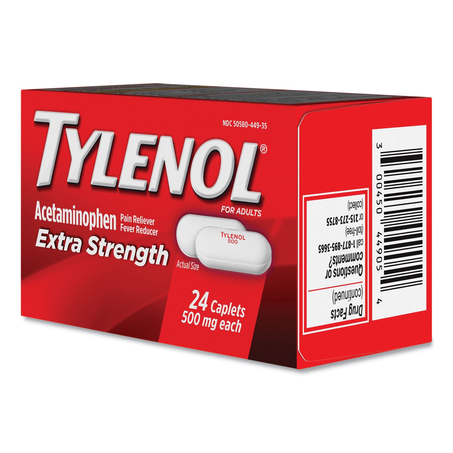 Tylenol Extra Strength Pain Reliever Caplets, 24 Caplets (044905)