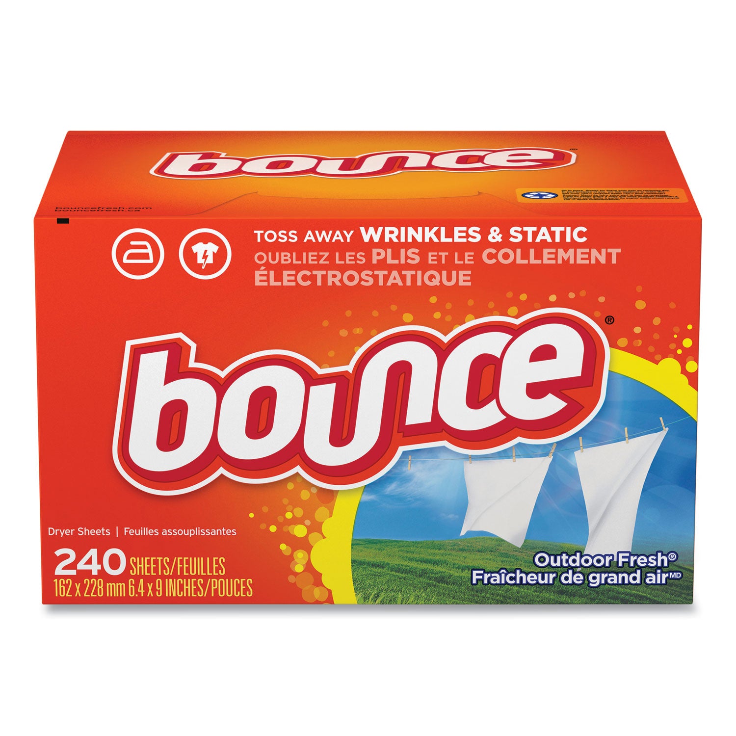 Bounce Fabric Softener Sheets, Outdoor Fresh, 240 Sheets/Pack (07312)