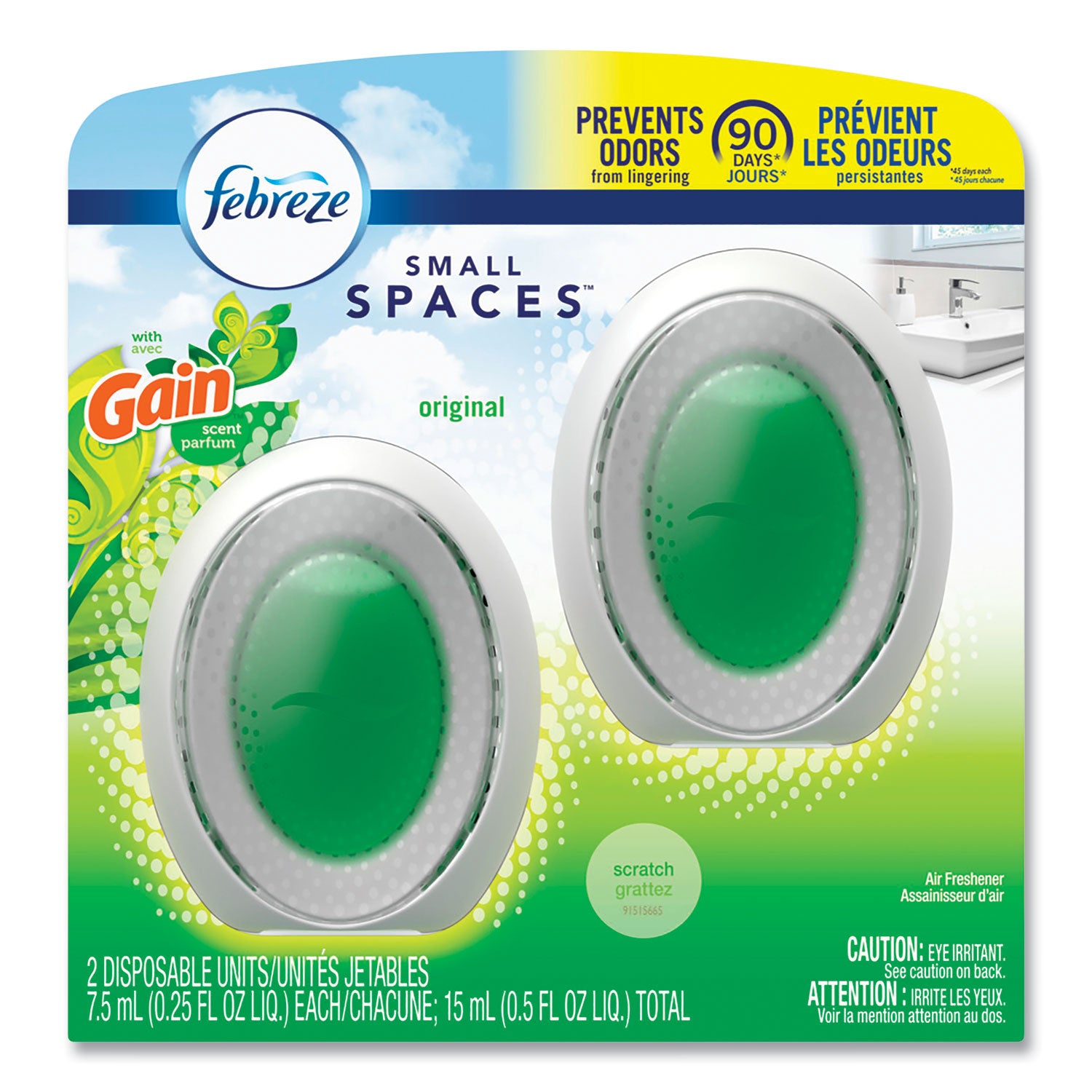 Febreze smallSPACES, Gain Original Scent, 7.5 mL Cartridge, 2/Pack (93330EA)