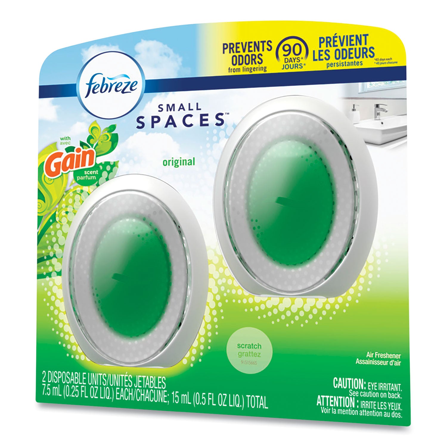 Febreze smallSPACES, Gain Original Scent, 7.5 mL Cartridge, 2/Pack (93330EA)