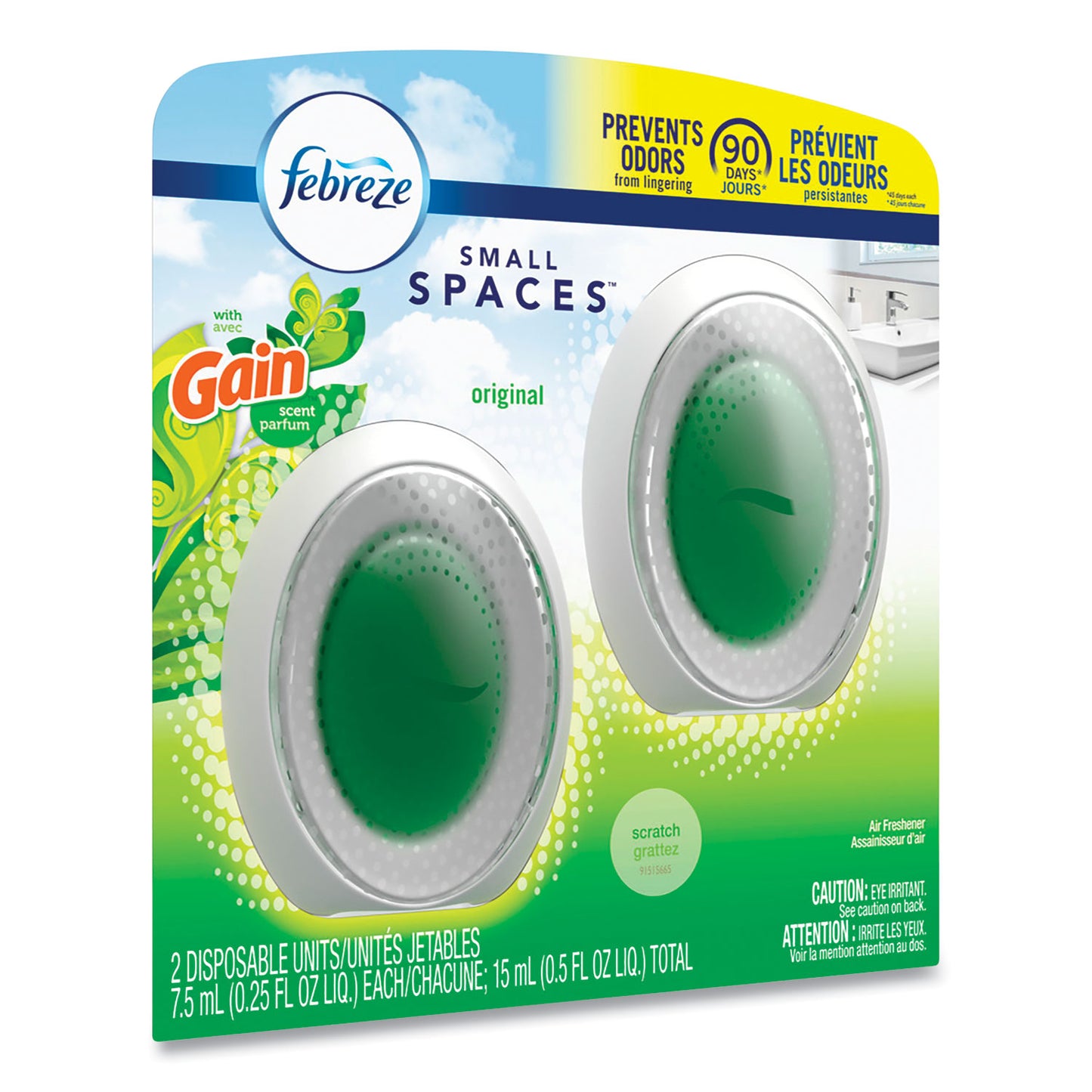 Febreze smallSPACES, Gain Original Scent, 7.5 mL Cartridge, 2/Pack (93330EA)