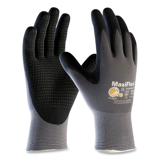 MaxiFlex Endurance Seamless Knit Nylon Gloves, Large (Size 9), Gray/Black, 12 Pairs (34844L)